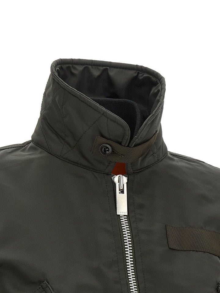 Sacai Double Layer Blouson Puffer Jackets - Verde | 86f78cfedee393e4f0913614212f736f4fcc44a0