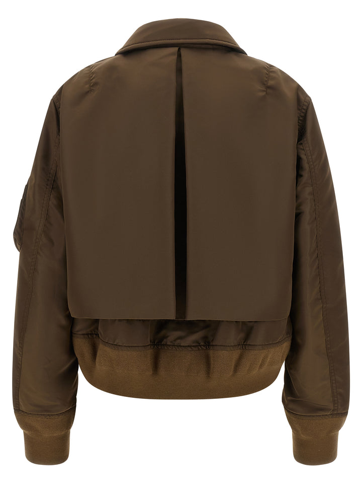 Sacai Double Layer Blouson Puffer Jackets - Marrone | f820fe7d80f1936e8a5c5f3c1d97bd7f36f8a4bb