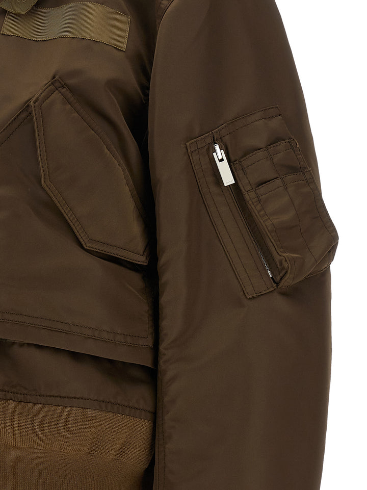 Sacai Double Layer Blouson Puffer Jackets - Marrone | 4de2d155d24bed7a222c7a360354acf30c9964be