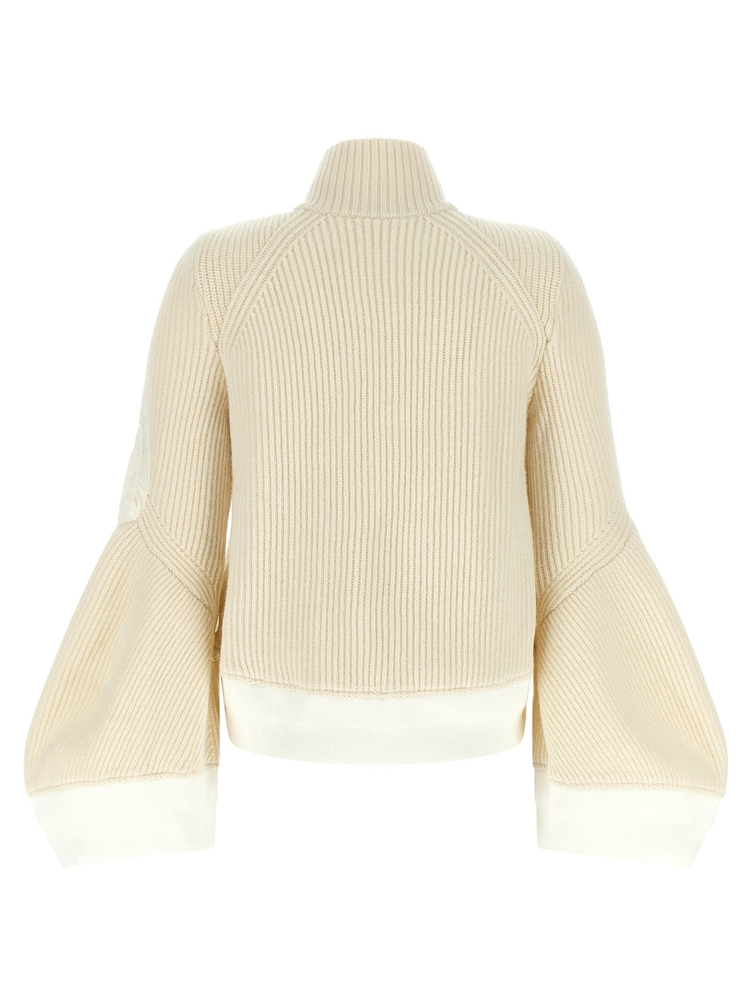 Sacai Nylon Twill X Wool Knit Puffer Jackets - Bianco | 5c4e7c93fb1a98726fb523c4d9a4ae801e907d75