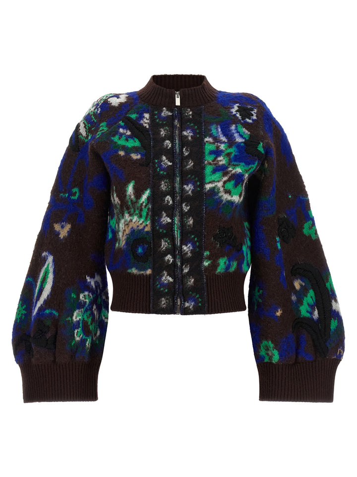 Sacai Floral Jacquard Blouson Puffer Jackets - Marrone | eed3e08edb4ba4c88280c8aa8c412d6666ca8897