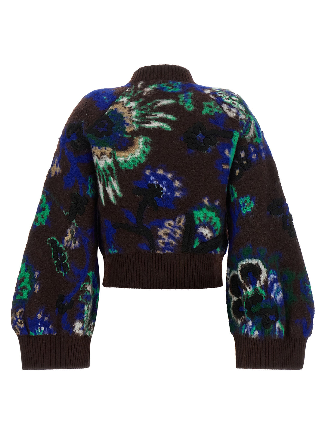 Sacai Floral Jacquard Blouson Puffer Jackets - Marrone | b4a4834da9c3e77e86adca676dd009983eabc035
