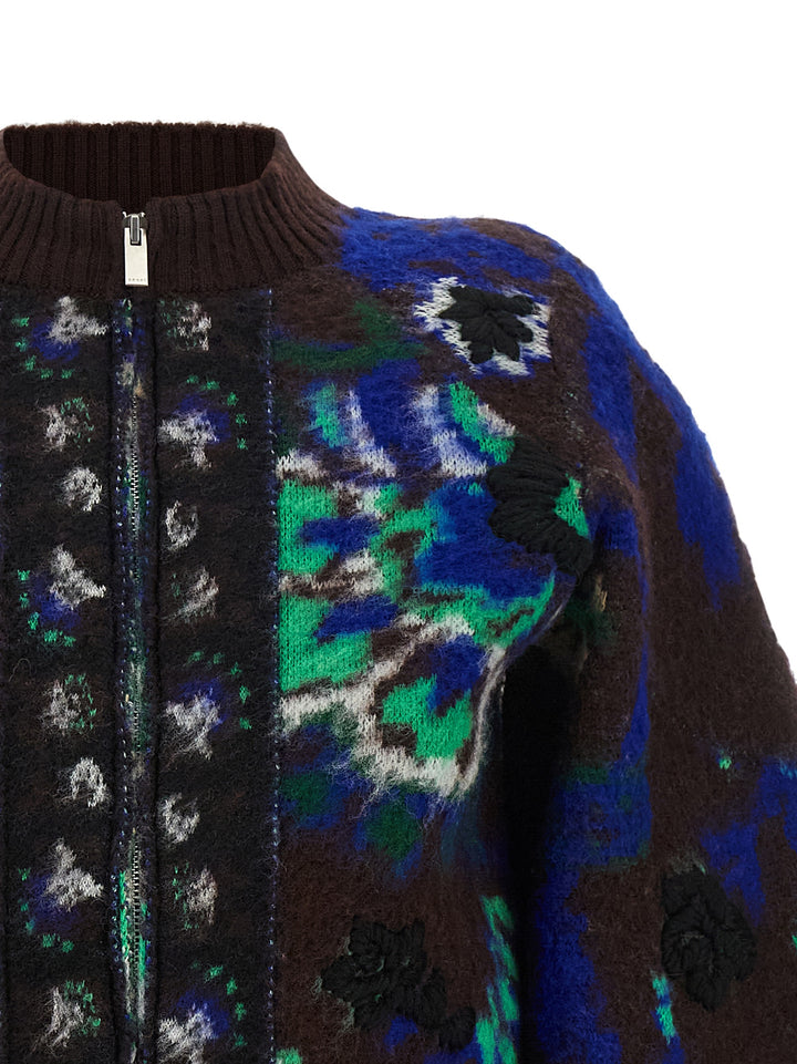 Sacai Floral Jacquard Blouson Puffer Jackets - Marrone | 786c847c7e0c7b46eafadee157aab8c398b00f8e