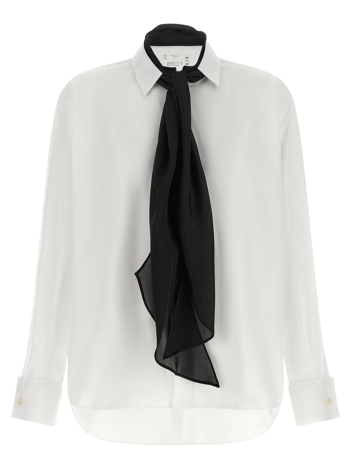 Sacai Scarf Shirt Camicie - Bianco/Nero | 55f3ac07fff232f44de8e07bb8beeb9c495f9ae0