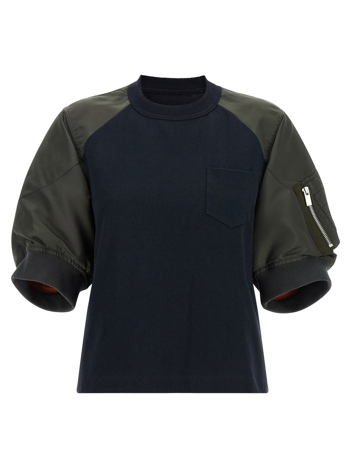 Sacai Hybrid T shirt - Blu | 082f902d630a7244d7699ef359374a5b574c26b2