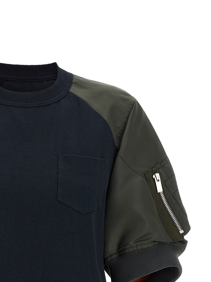 Sacai Hybrid T shirt - Blu | 39128d20375c1dbb33877a89a801f61ef28a5f02