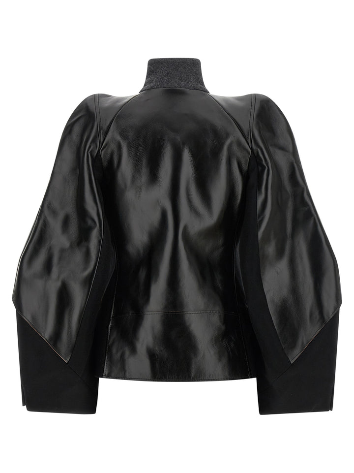 Sacai Melton Wool Jacket Puffer Jackets - Nero | cf159f0b2ba1cca4ce5b6b2a60f644142fdcde09