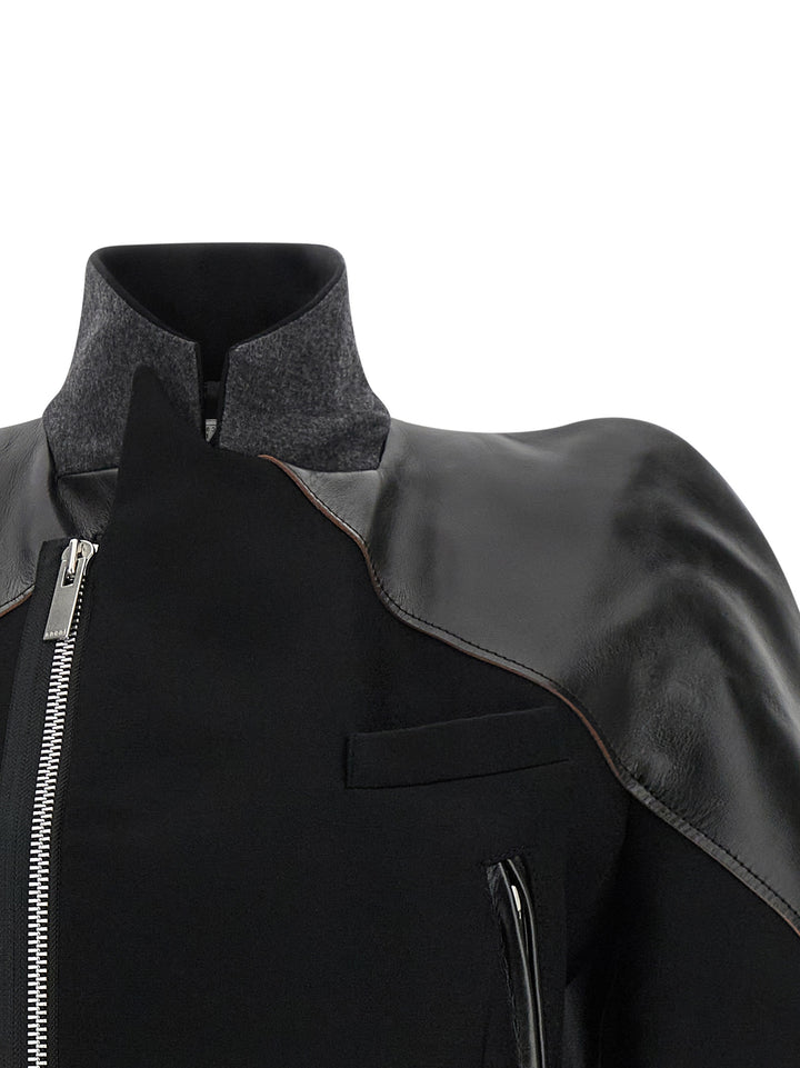 Sacai Melton Wool Jacket Puffer Jackets - Nero | 6029281cec0091946939f44b7919fd8320ae8ac1