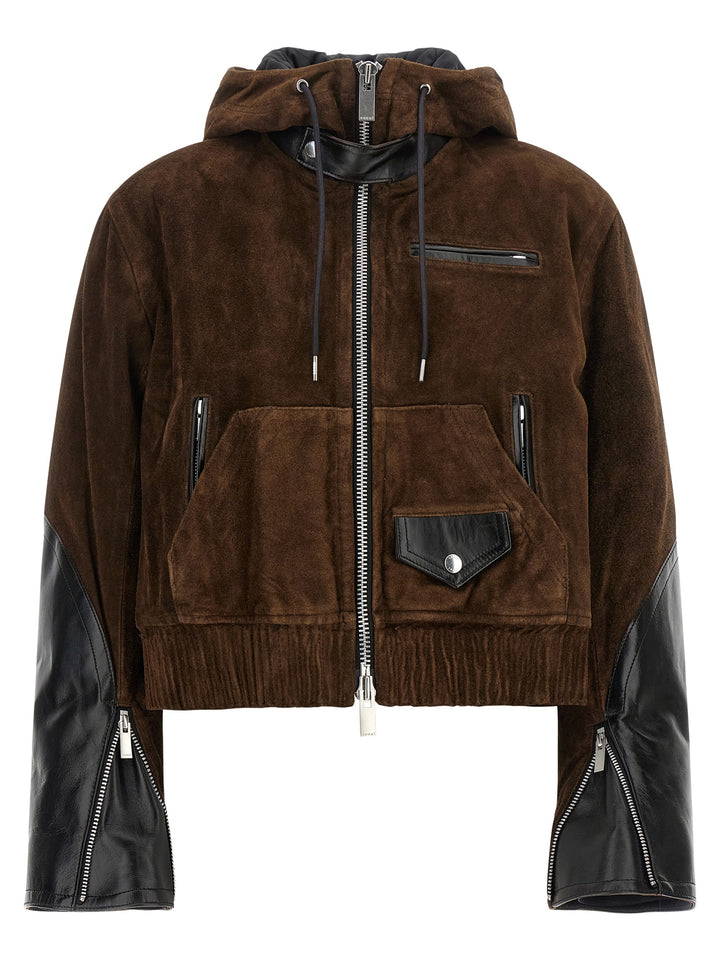 Sacai Suede Jacket Puffer Jackets - Marrone | cc6f35dbacfe42f27f15ecd9d8308e562ea6f240
