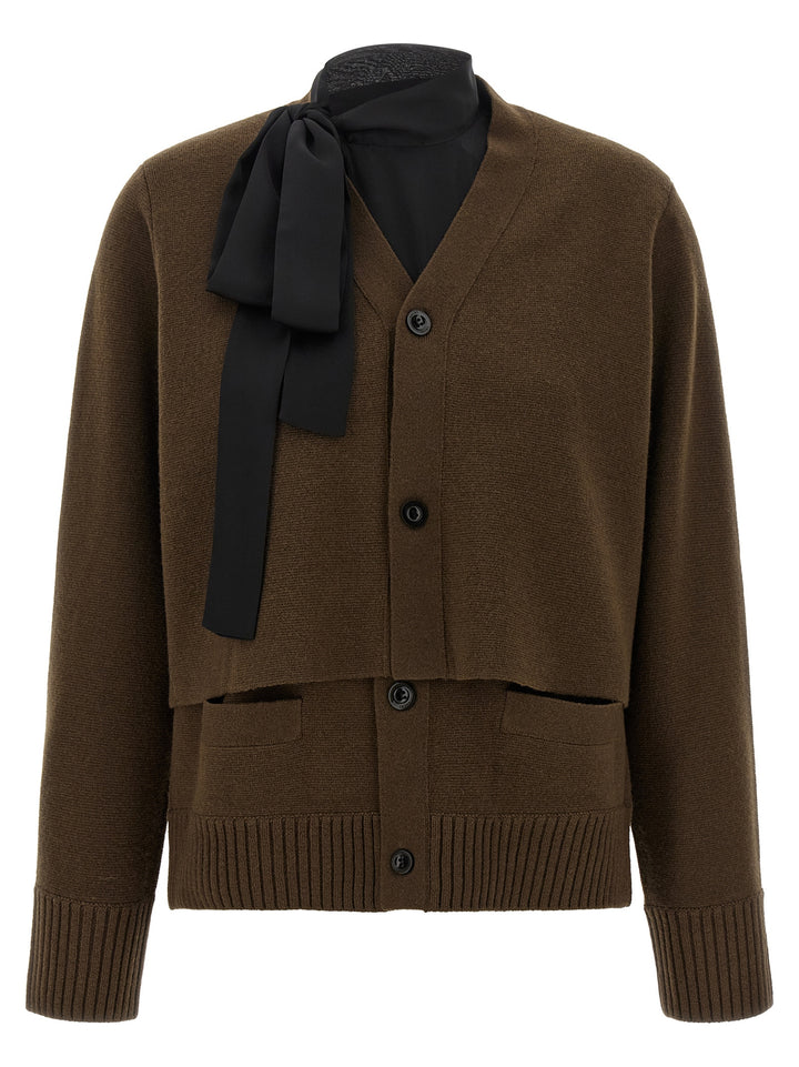 Sacai Cut-Out Cardigan Maglioni - Marrone | 9523d95d86d2b3409d6d109467c8049cd97dac46