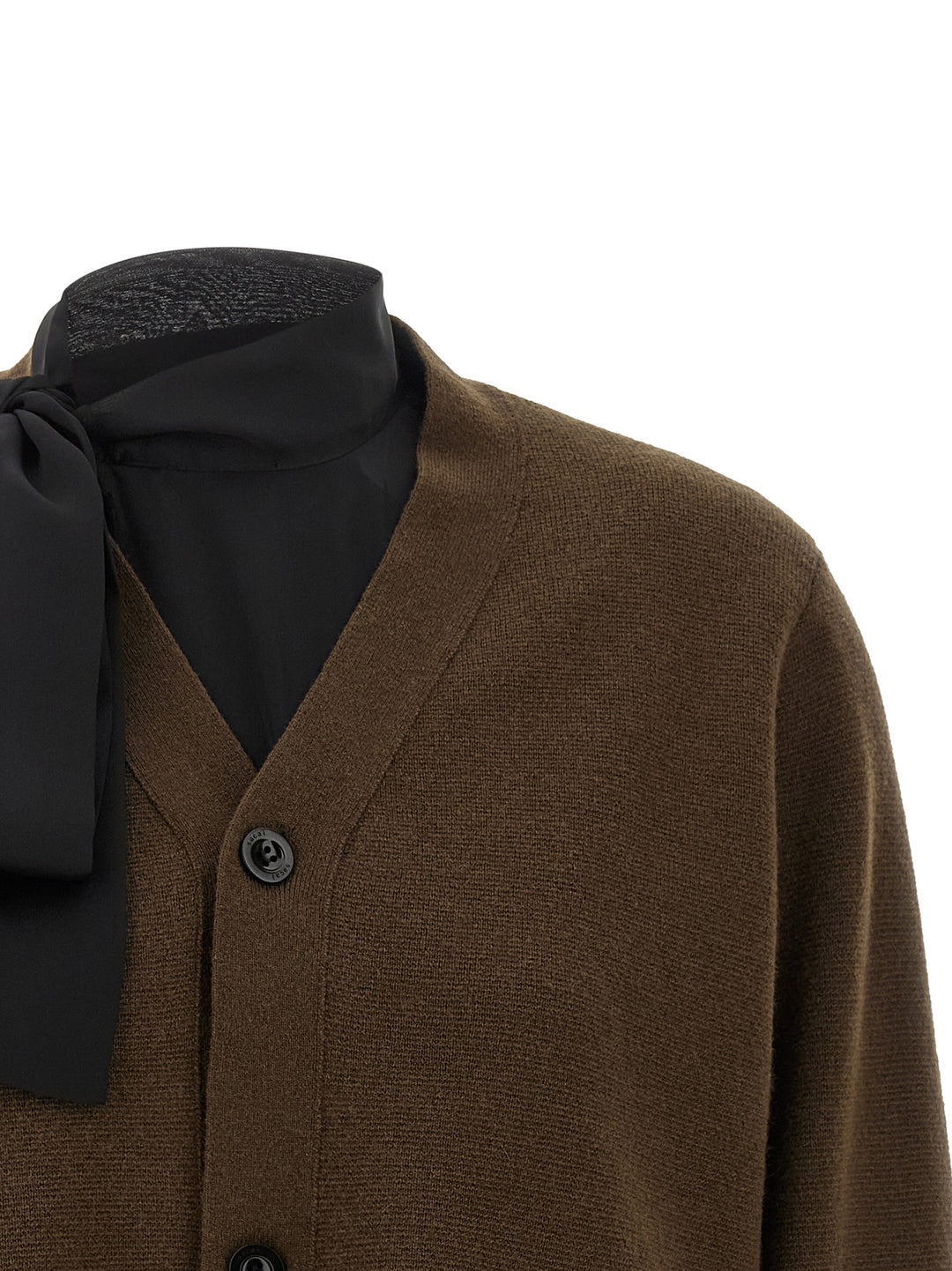 Sacai Cut-Out Cardigan Maglioni - Marrone | 8d541791d9b07e37bd37fefa9a38d0b8a74129c3