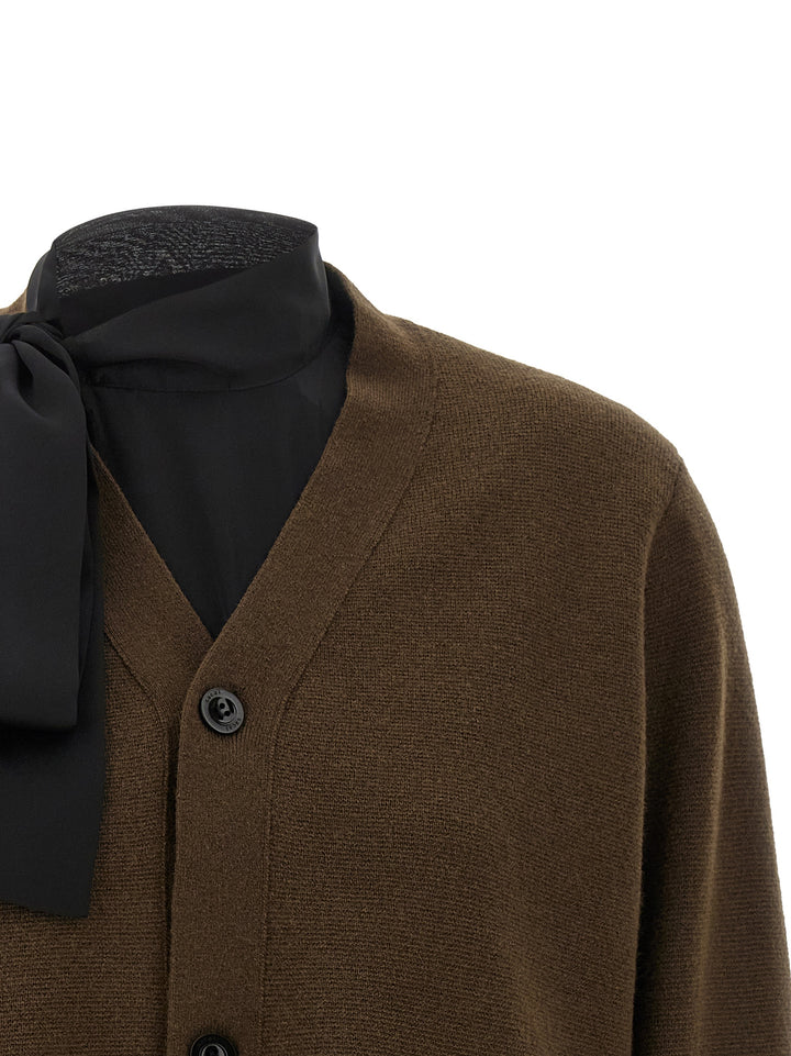 Sacai Cut-Out Cardigan Maglioni - Marrone | 8d541791d9b07e37bd37fefa9a38d0b8a74129c3