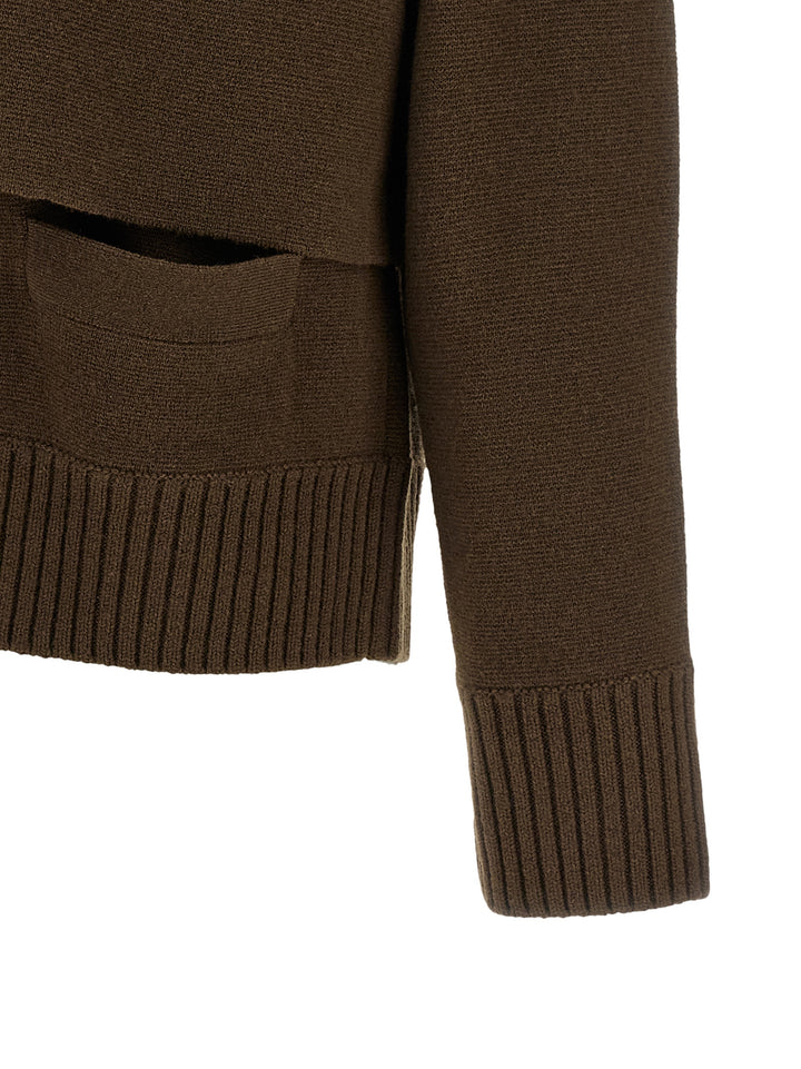 Sacai Cut-Out Cardigan Maglioni - Marrone | a5378d8603ee33c8daa3c6318b779cb781a4c065