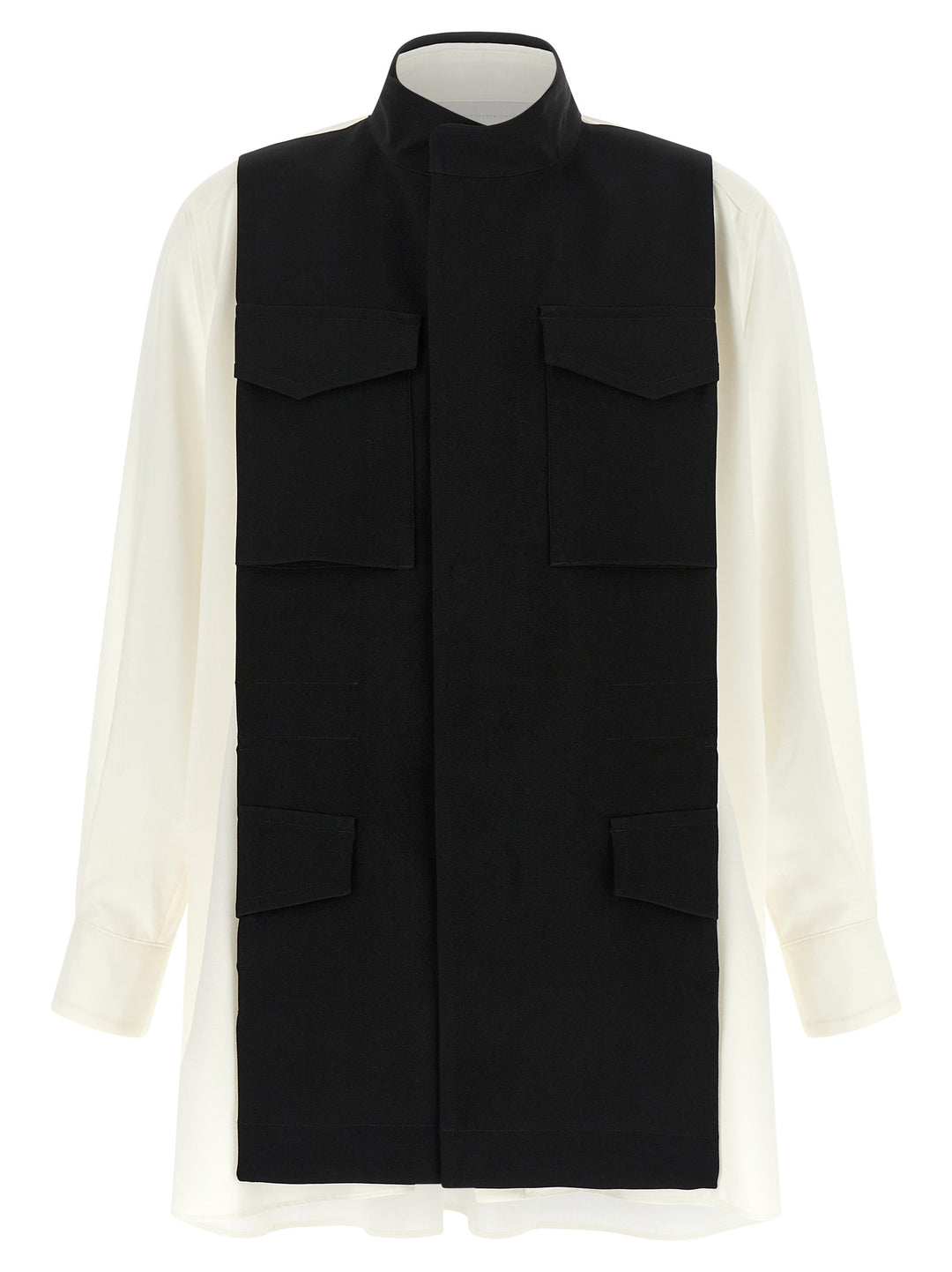 Sacai Hybrid Shirt With Front Panel Model. Camicie - Bianco/Nero | fa8eda53f9dd0d63944d317d2076c0d94f19f7d0