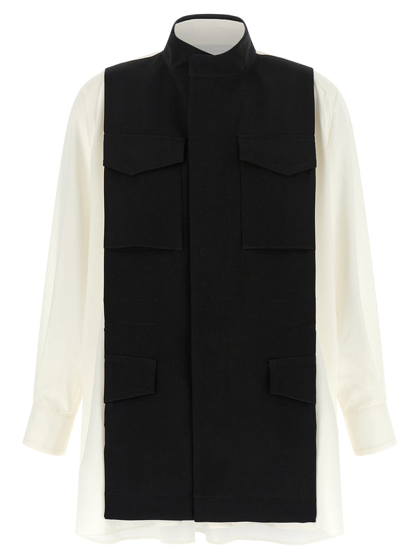 Hybrid Shirt With Front Panel Model. Shirt And Blouse White/Black