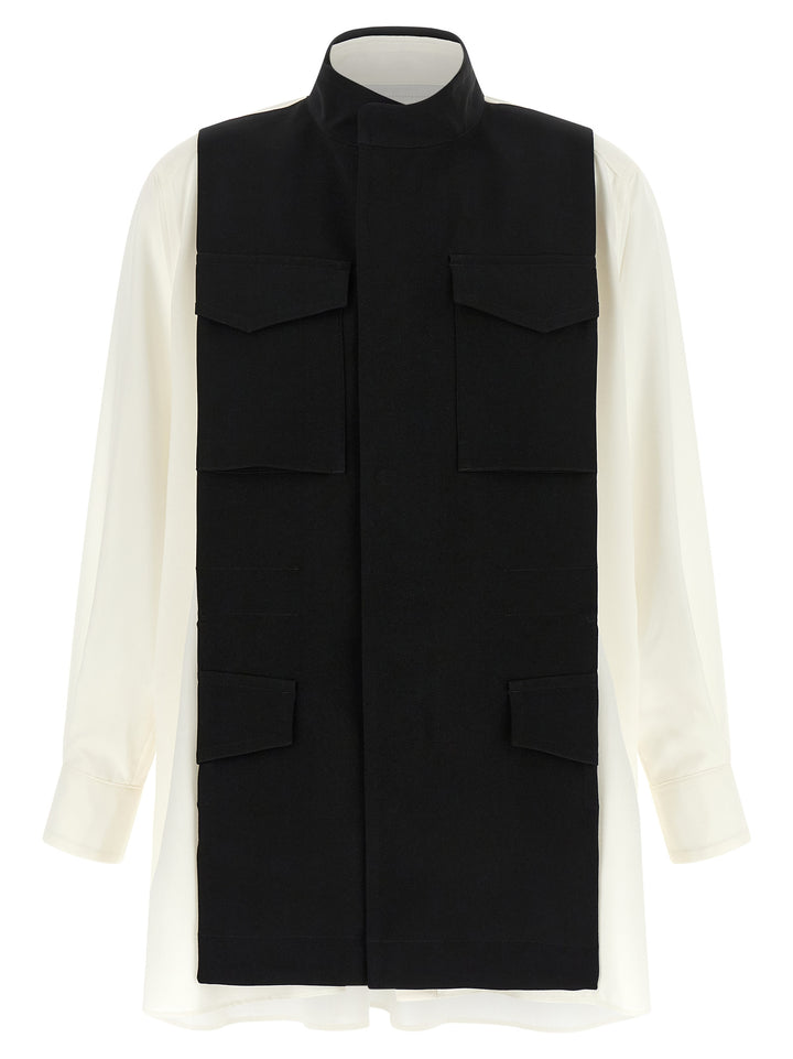 Sacai Hybrid Shirt With Front Panel Model. Camicie - Bianco/Nero | fa8eda53f9dd0d63944d317d2076c0d94f19f7d0