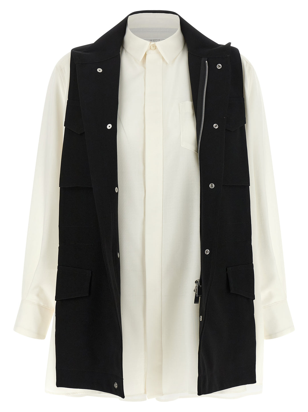 Sacai Hybrid Shirt With Front Panel Model. Camicie - Bianco/Nero | 747f5f904d197705abb4a7d2822fa286698765d0