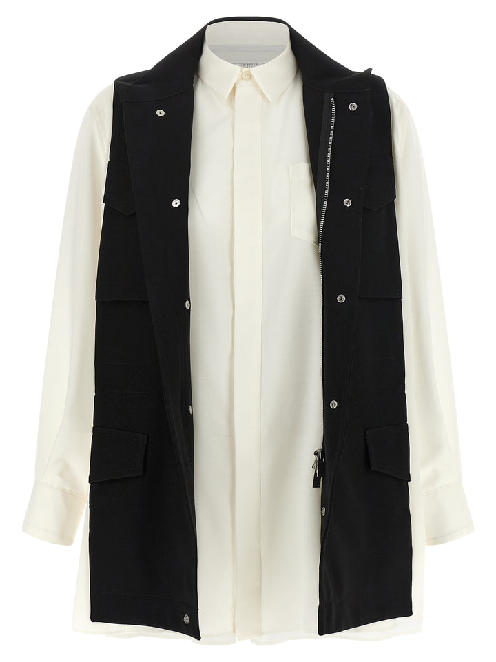 Sacai Hybrid Shirt With Front Panel Model. Camicie - Bianco/Nero | 747f5f904d197705abb4a7d2822fa286698765d0