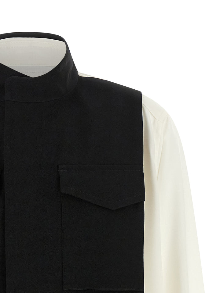 Sacai Hybrid Shirt With Front Panel Model. Camicie - Bianco/Nero | 193a4fa9eef0bbf0b1e7928e54cc58d22b263d5c