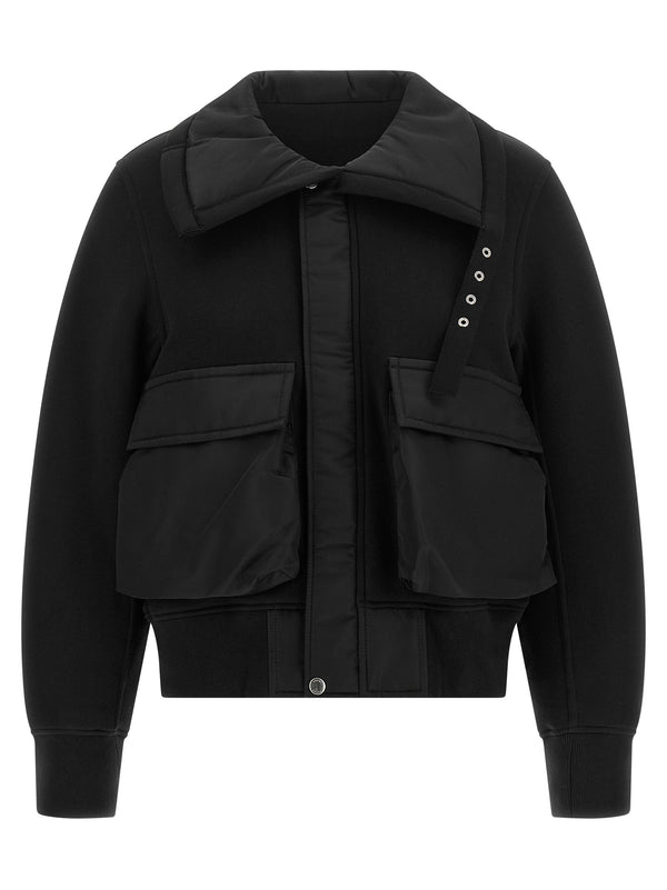 Terry Cloth-Effect Fabric Jacket Black