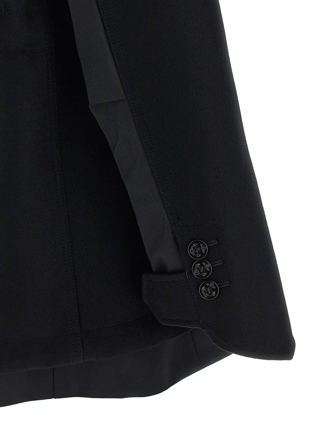 Sacai Wool Coat With Fur Insert Puffer Jackets - Nero | 65d3a378d0c379fc5bc6a4f5b9751084a51fda34