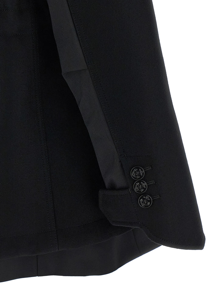 Sacai Wool Coat With Fur Insert Puffer Jackets - Nero | 65d3a378d0c379fc5bc6a4f5b9751084a51fda34