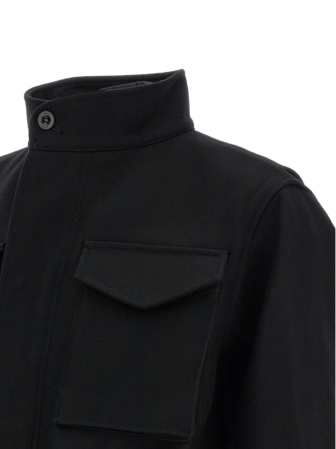 Sacai Wool Coat With Fur Insert Puffer Jackets - Nero | eadec9ba73864a39d1b39790b4f96331da98ec94