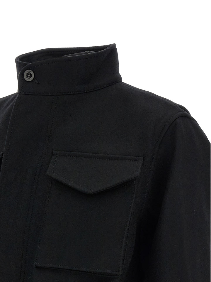 Sacai Wool Coat With Fur Insert Puffer Jackets - Nero | eadec9ba73864a39d1b39790b4f96331da98ec94