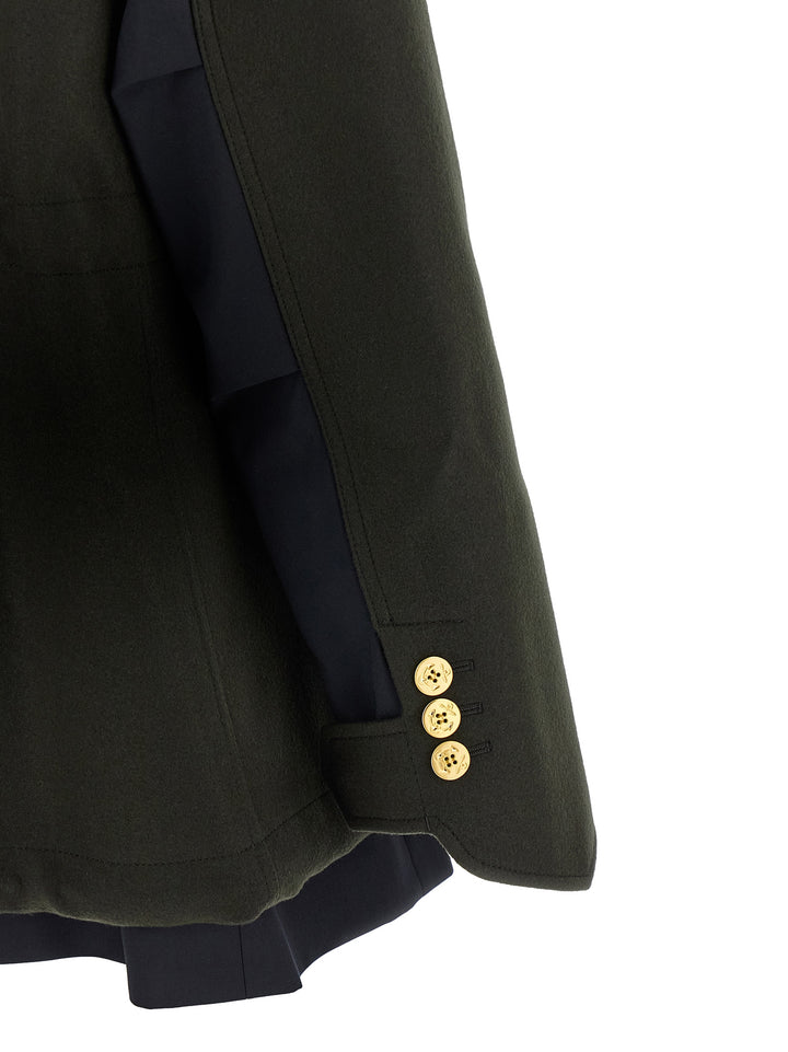 Sacai Wool Coat With Fur Insert Puffer Jackets - Verde | f94a300d31a5bfad13c308602ed7ad9af3e21497