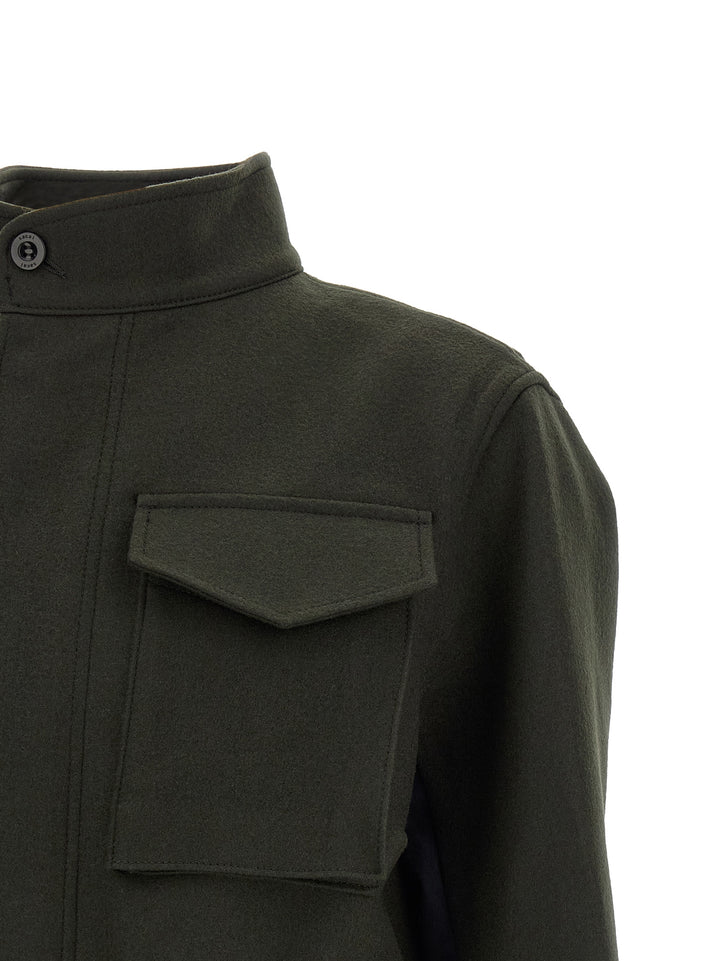 Sacai Wool Coat With Fur Insert Puffer Jackets - Verde | 3c3f7bcf543a446a43ff5196a2a081c5f7b8d302