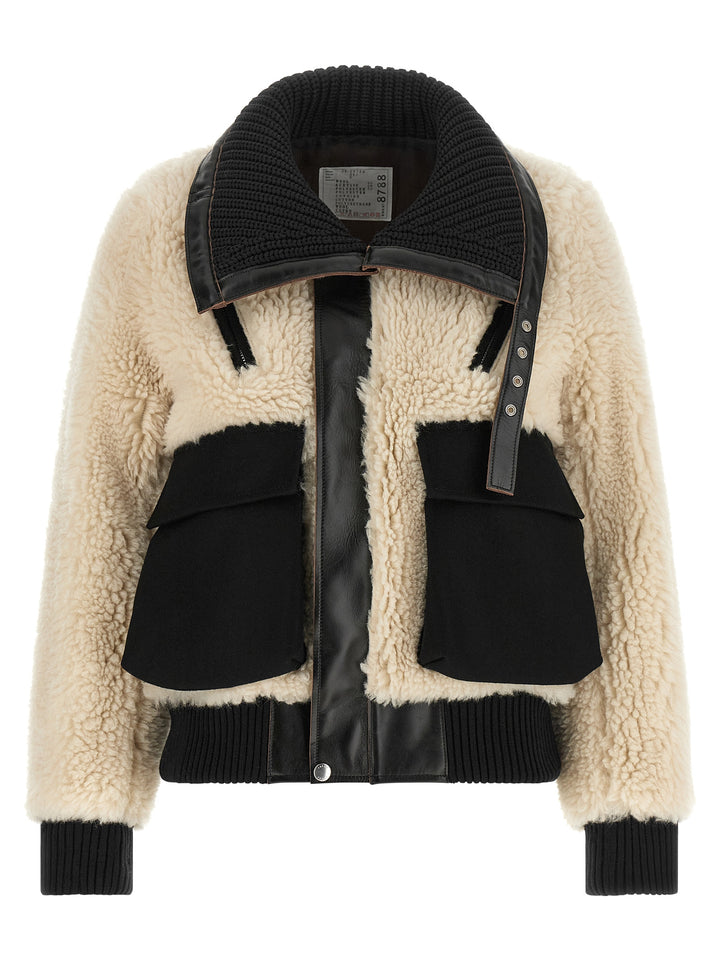Sacai Shearling Effect Wool Jacket Puffer Jackets - Nero | 9693a5917c0e92abcc2f18ec8ec49cbf40b71698