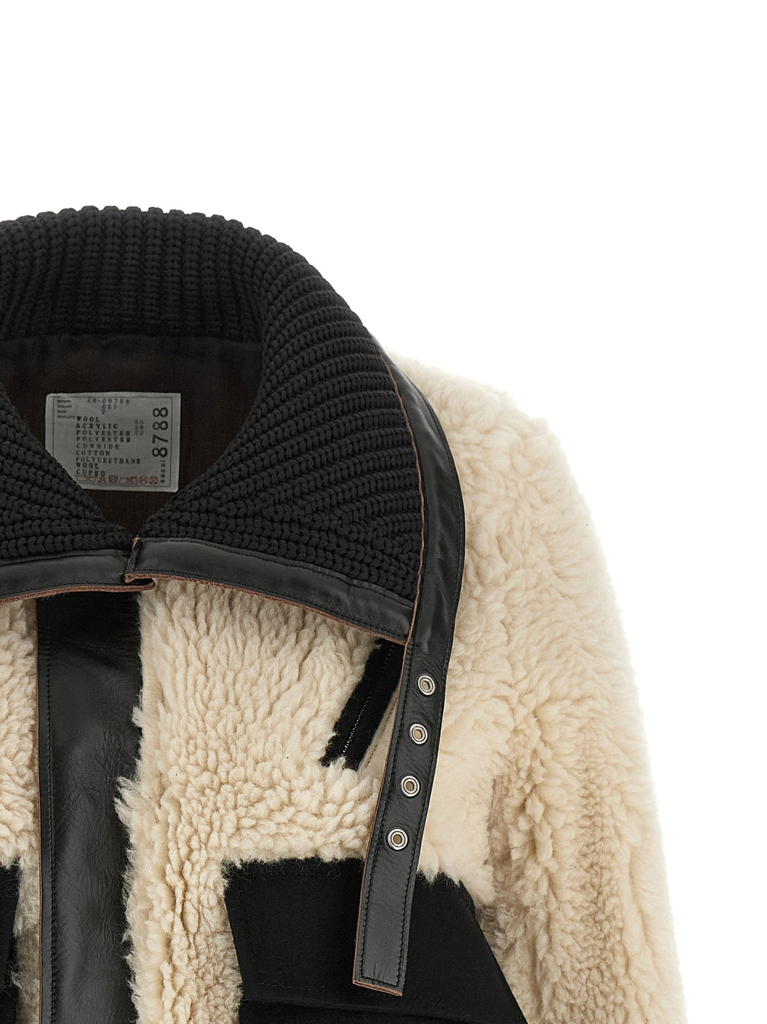 Sacai Shearling Effect Wool Jacket Puffer Jackets - Nero | e5a7a85fab4c8135de471800a2a16b7f8684f2a4