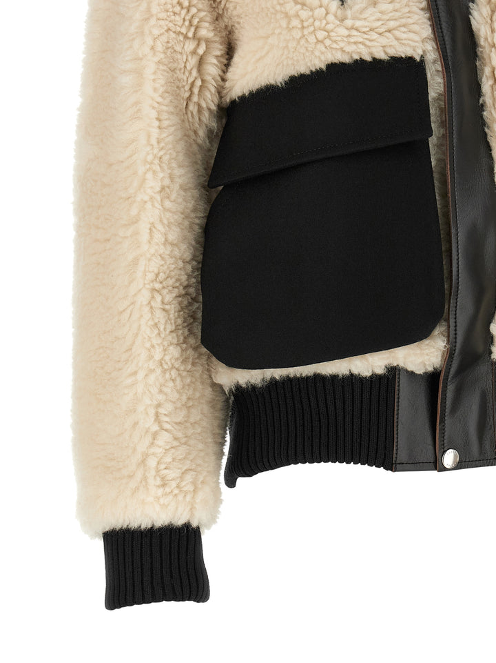 Sacai Shearling Effect Wool Jacket Puffer Jackets - Nero | d7591bcc3b0f0bd253a7b758c206d539ef813d29