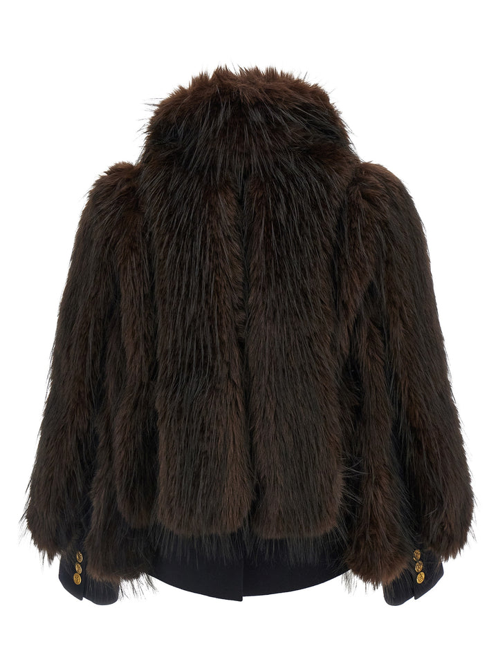 Sacai Jacket With  Inserts Pellicce - Marrone | 163581501553634b04c74bc35be44ced8a6f5f65