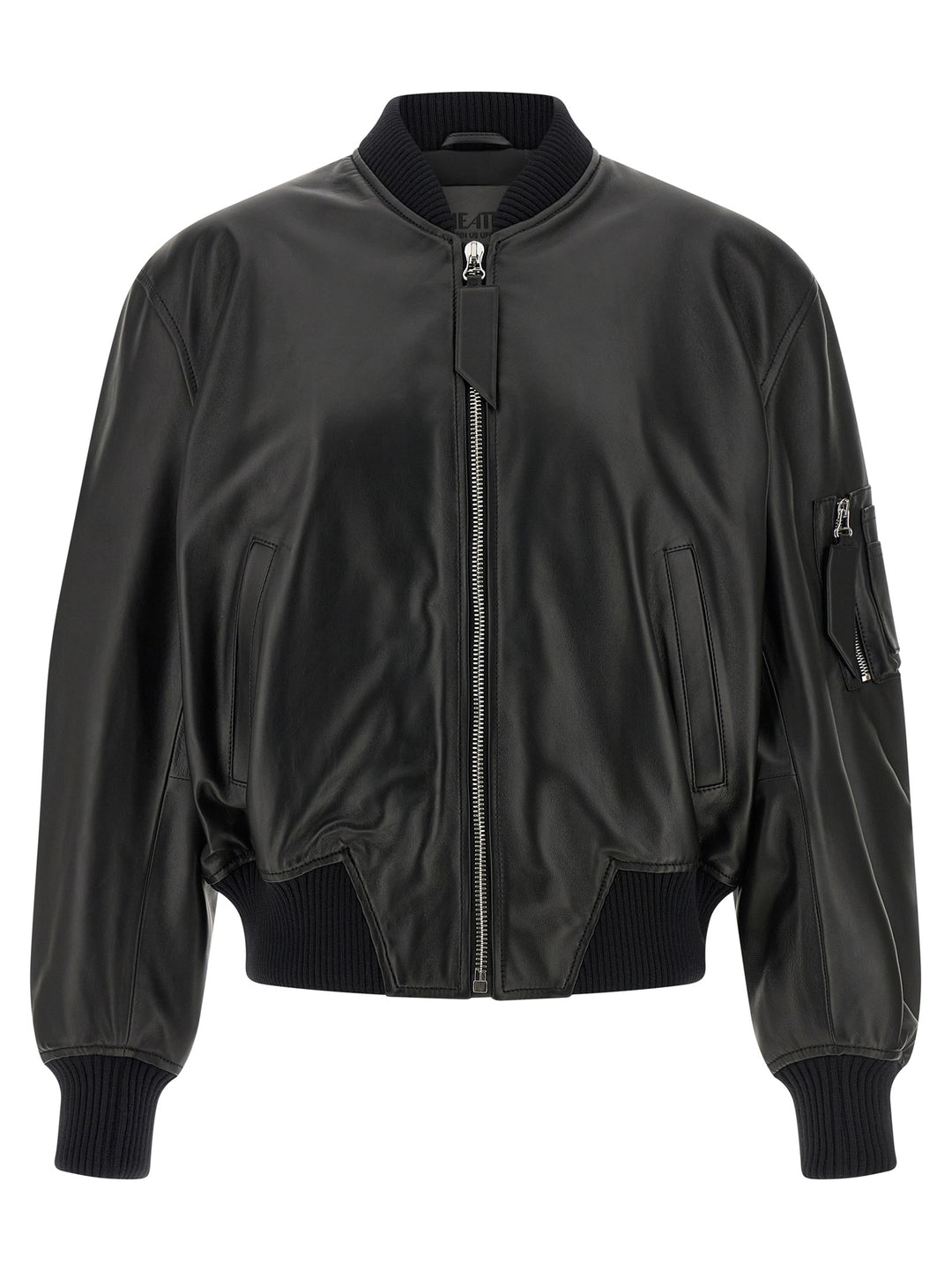 The Attico Leather Bomber Jacket Puffer Jackets - Nero | fb58421fb633d8f7c1e1791edbb152cade136bd8