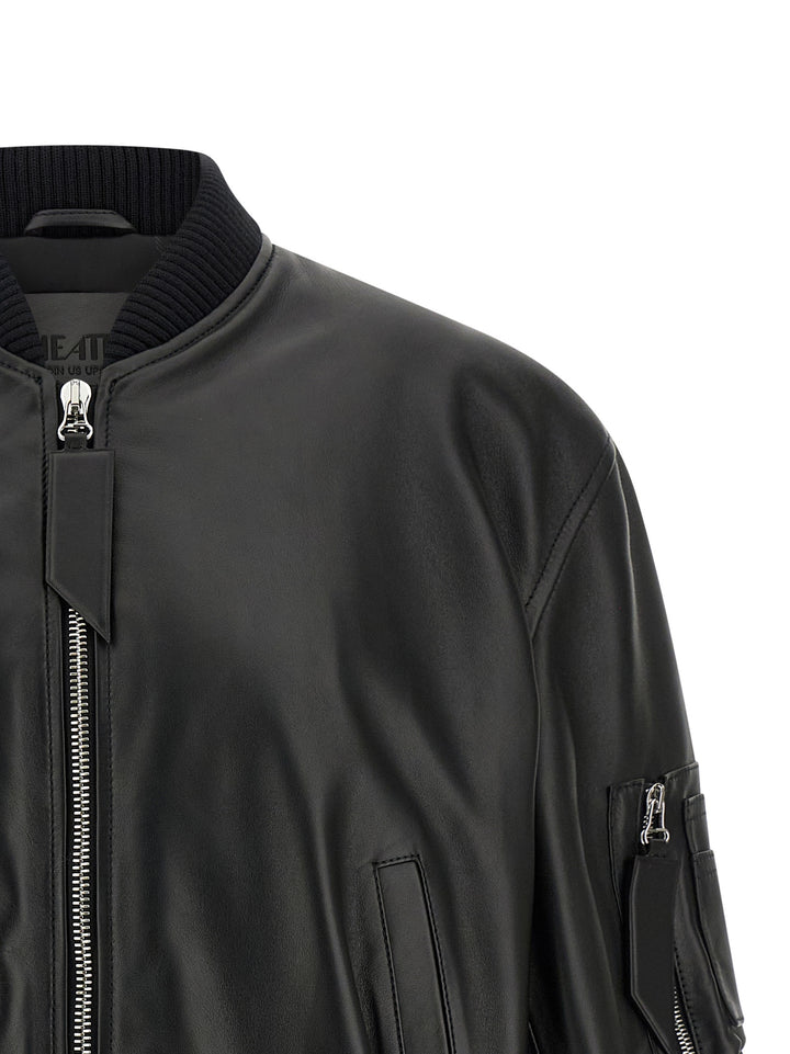 The Attico Leather Bomber Jacket Puffer Jackets - Nero | cca9c3df0acb86e91d39a9795eec86bc907da223