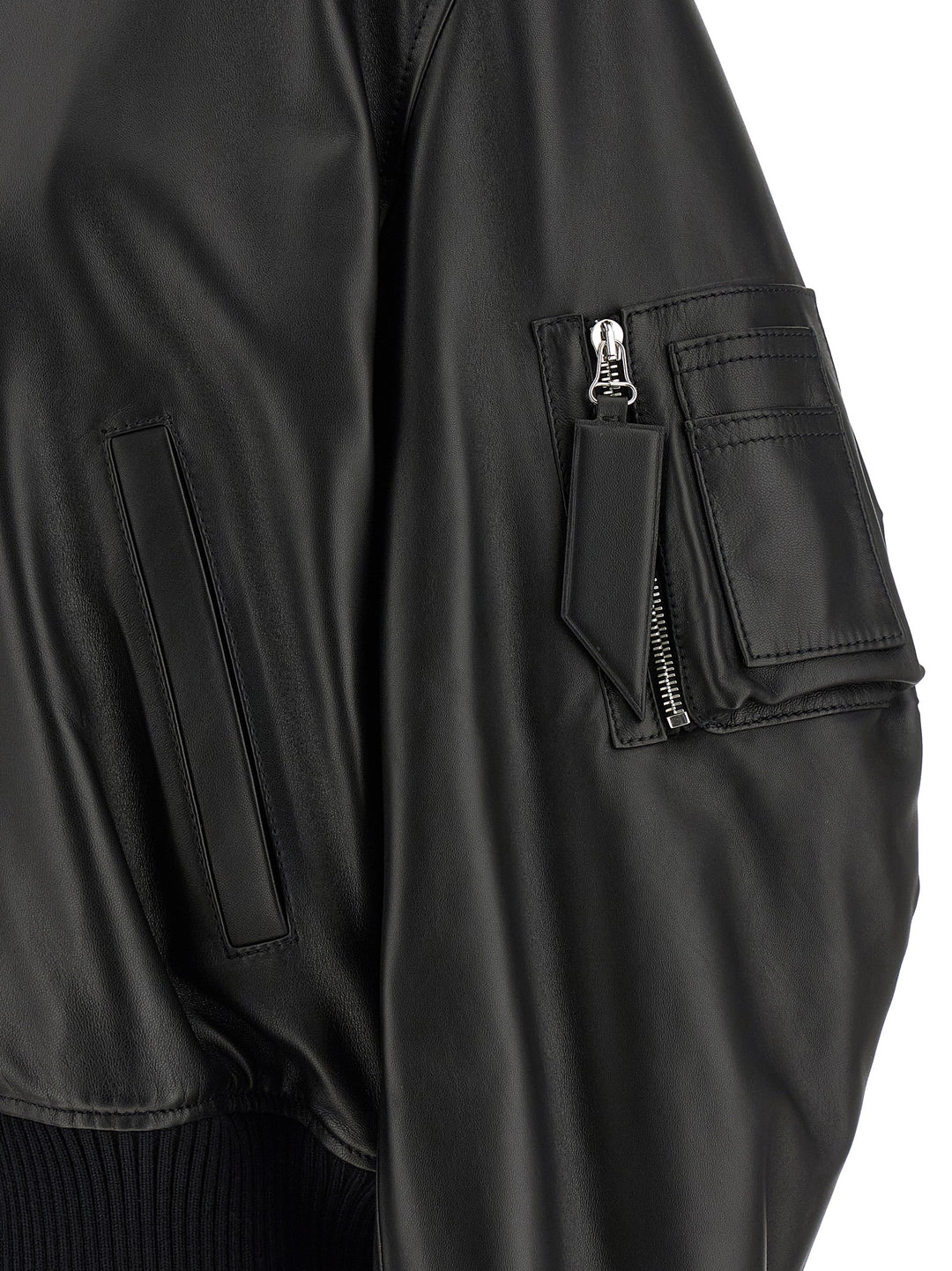 The Attico Leather Bomber Jacket Puffer Jackets - Nero | b14573049530d1326a52376c2ec7e1f13f5cad9a