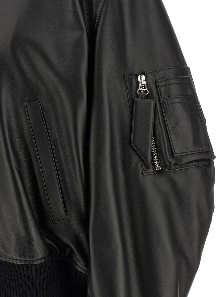 The Attico Leather Bomber Jacket Puffer Jackets - Nero | b14573049530d1326a52376c2ec7e1f13f5cad9a