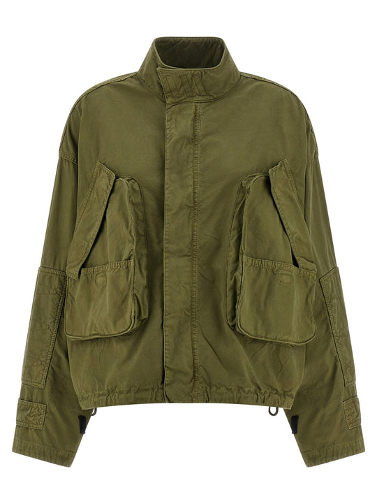 Canvas Bomber Jacket Puffer Jackets Verde