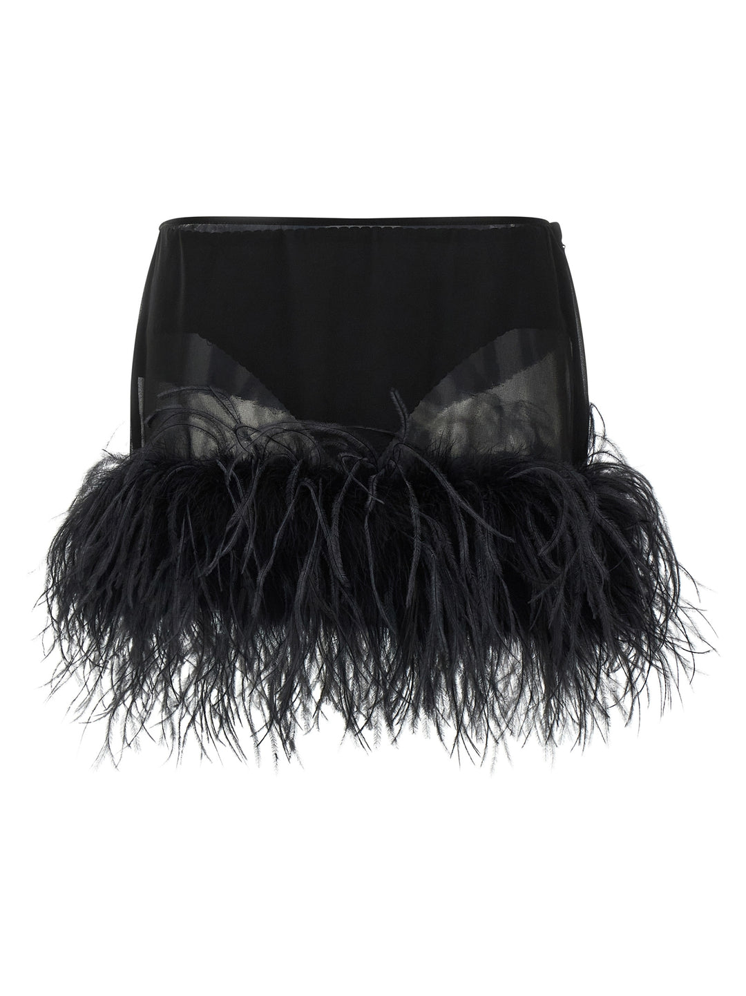 The Attico Feather Skirt Gonne - Nero | d78101c592d58dd5ab0adeae1627519f7f9db589