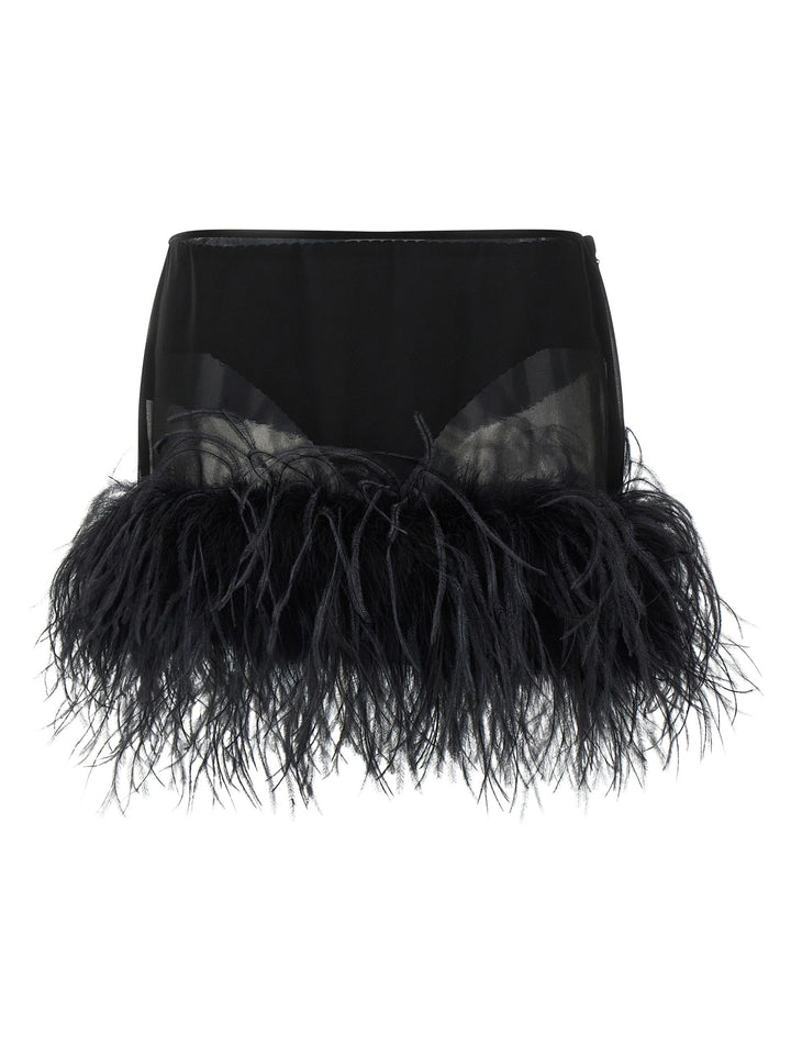 The Attico Feather Skirt Gonne - Nero | d78101c592d58dd5ab0adeae1627519f7f9db589