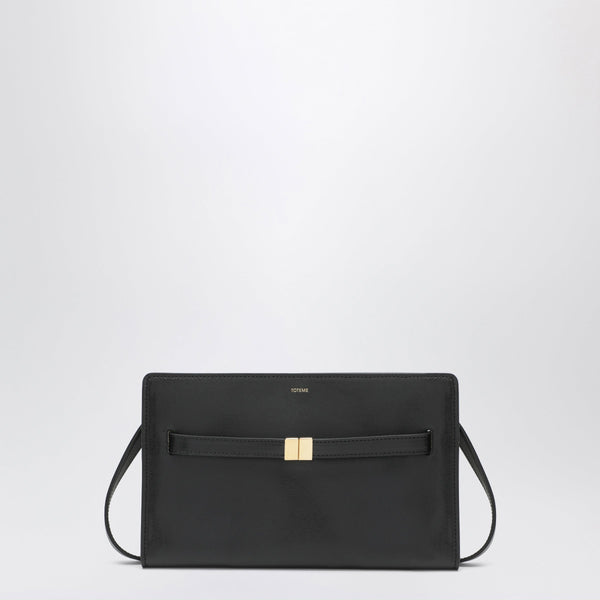 Crossbody Bag With Belt Detail In Black Pebbled Leather