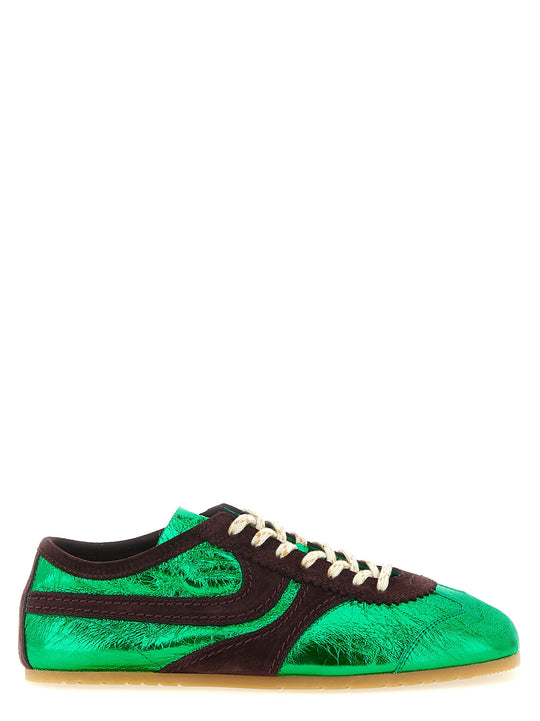 Laminated Leather Sneakers Verde