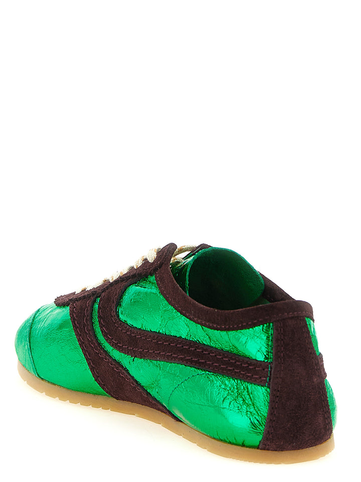 Dries Van Noten  Laminated Leather Sneakers - Verde | b5393ddfd663fddb931351f7980ed89877c40923