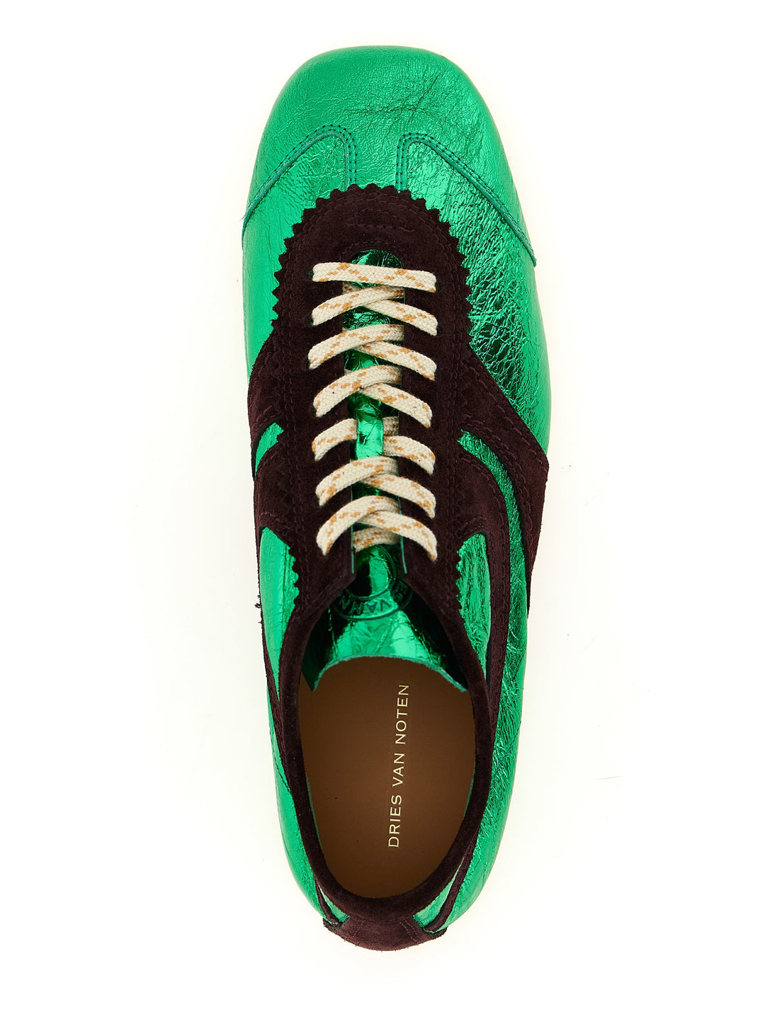 Dries Van Noten  Laminated Leather Sneakers - Verde | 5de96e33907205f65a3282dc953037af9758eb8c