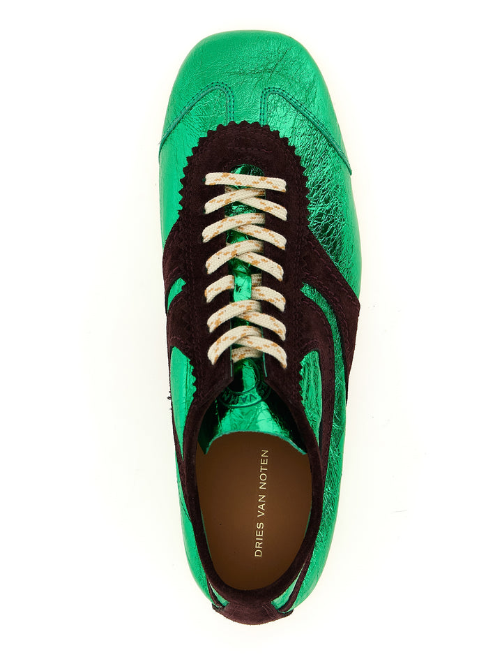 Dries Van Noten  Laminated Leather Sneakers - Verde | 5de96e33907205f65a3282dc953037af9758eb8c