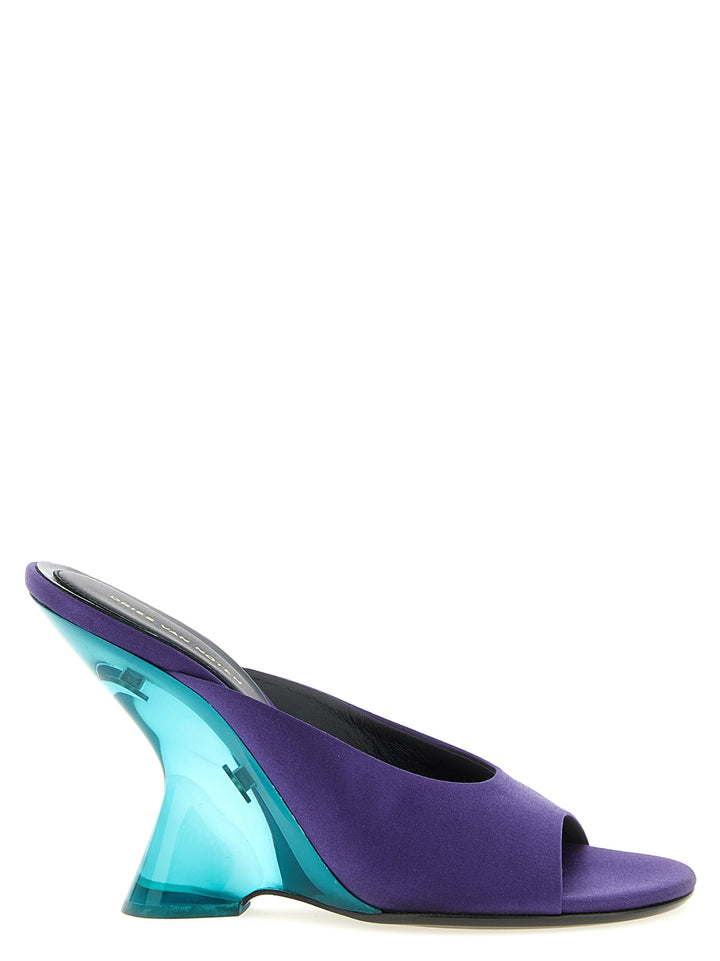 Dries Van Noten  Satin Mules Zeppe - Viola | 95aa5d2dc7793d441555d653295a1bff15ff4da3