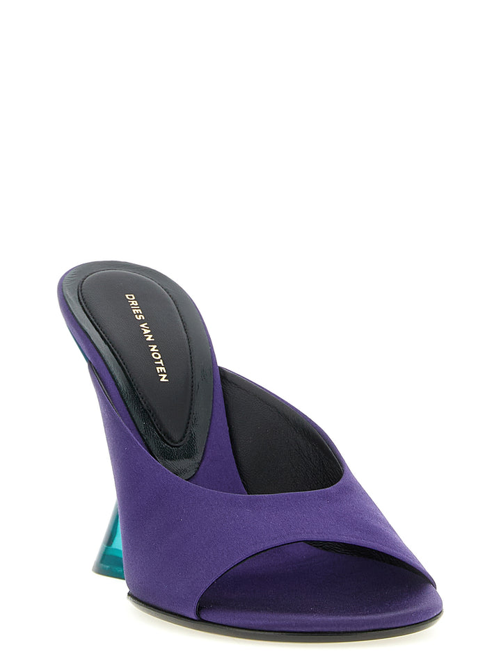 Dries Van Noten  Satin Mules Zeppe - Viola | 30b8245550478a73ff2ce53fd96ce0c10046dbaf