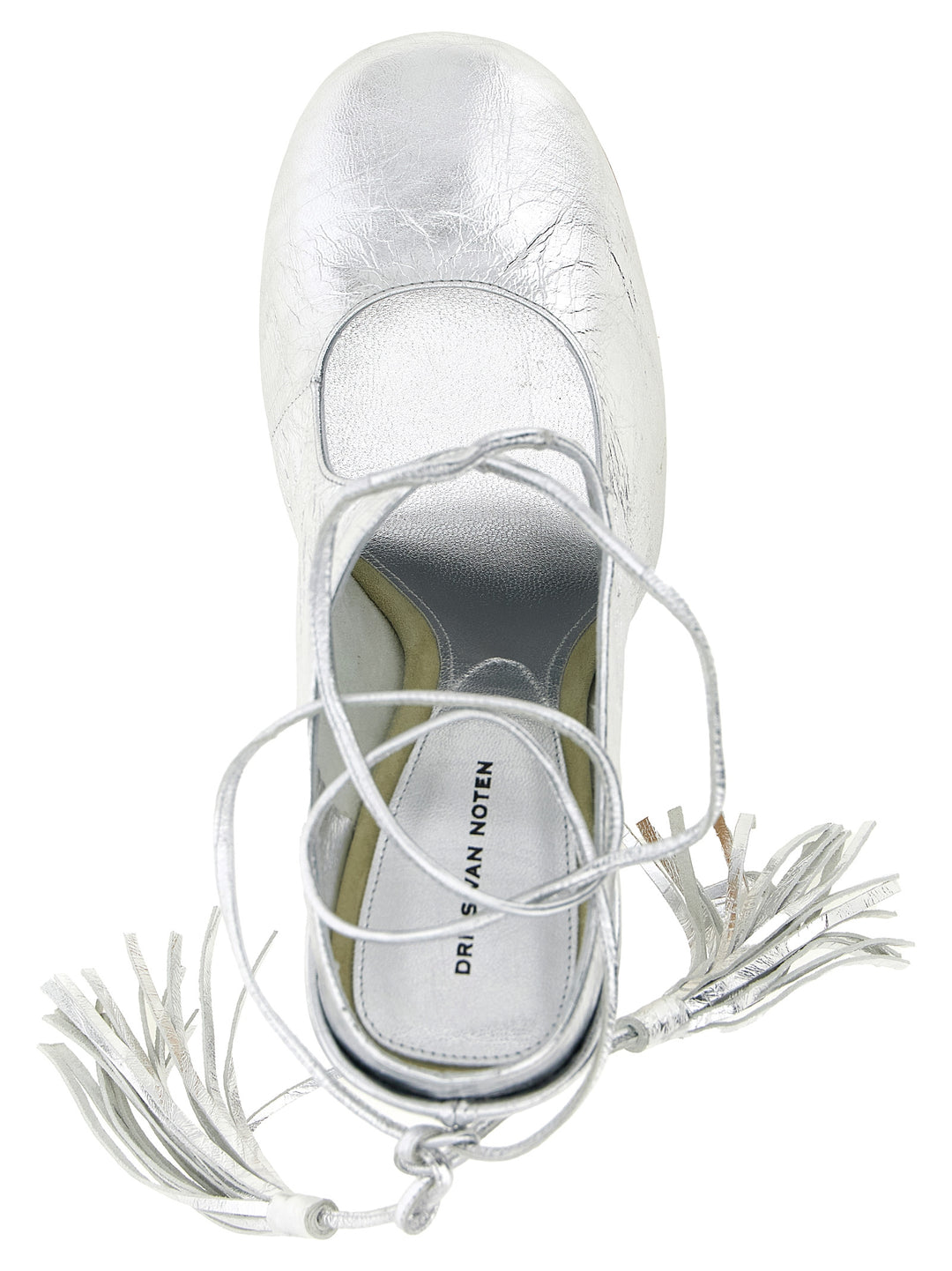 Dries Van Noten  Laminated Leather Mules Decollete - Silver | 87bbd2b380fee872fbfb5d9c10f9d044cd352e4f