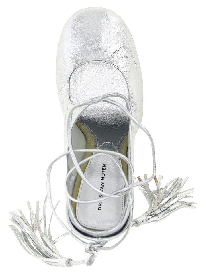 Dries Van Noten  Laminated Leather Mules Decollete - Silver | 87bbd2b380fee872fbfb5d9c10f9d044cd352e4f